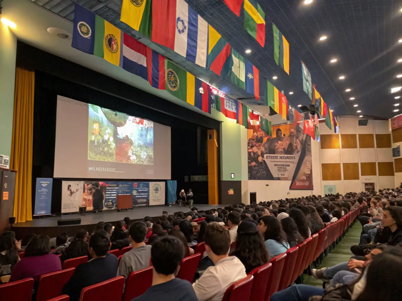 A photograph of a public screening event showcasing restored historical films, emphasizing the fund's commitment to making audiovisual heritage accessible to a wider audience.